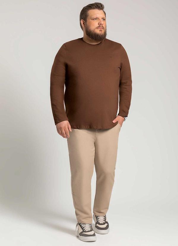 Exco - Camiseta de Manga Longa Plus Size Marrom 2