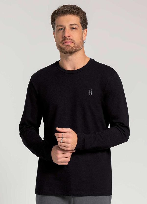 Exco - Camiseta de Manga Longa Preto