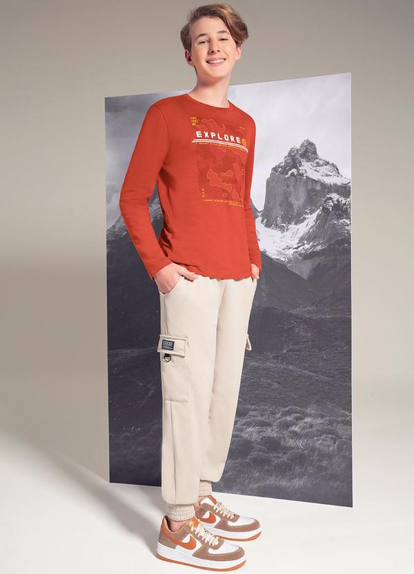 Exco - Camiseta Estampada Relevo em Meia Malha Laranja 2