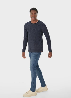 Malwee - Camiseta Listrada Texturizada Azul - MALWEE