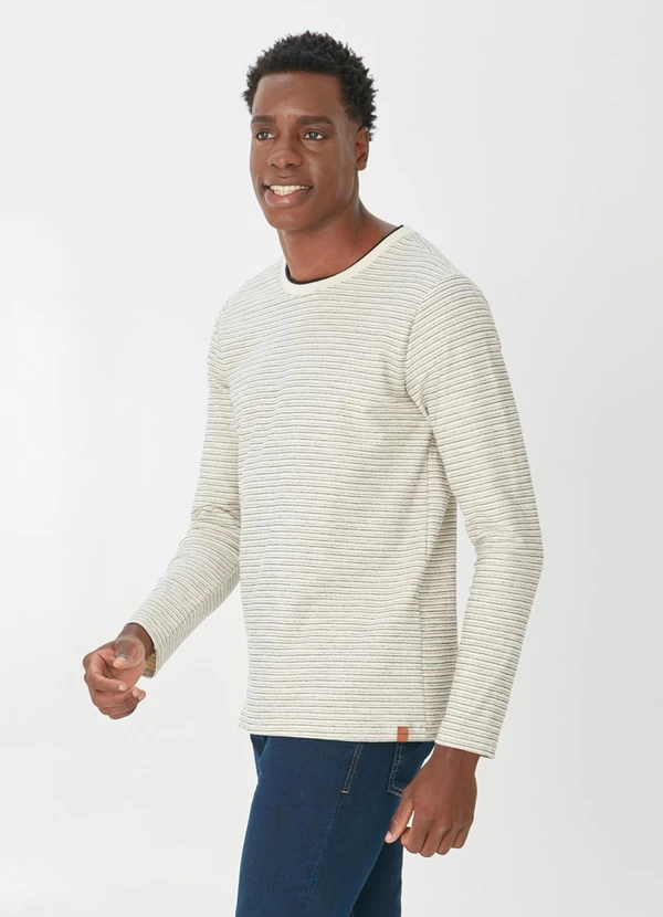 Malwee - Camiseta Listrada Texturizada Bege 2