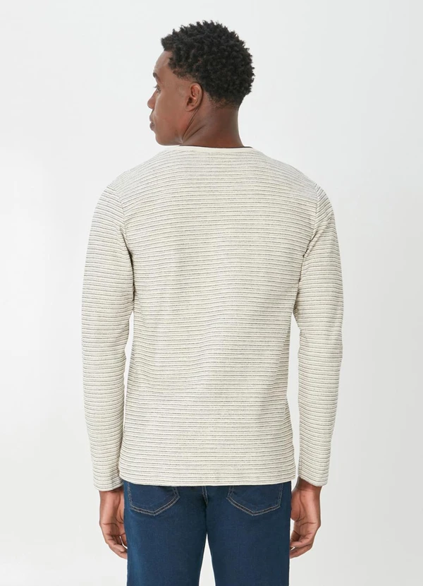 Malwee - Camiseta Listrada Texturizada Bege 4