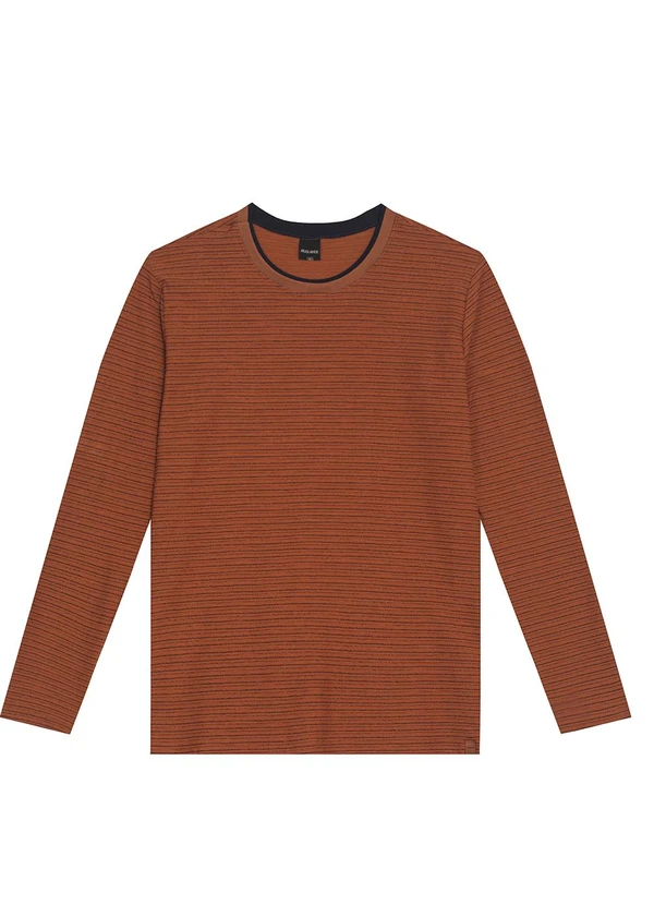 Malwee - Camiseta Listrada Texturizada Marrom 6
