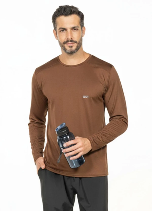 Cobertura - Camiseta Manga Longa com Bordado Marrom