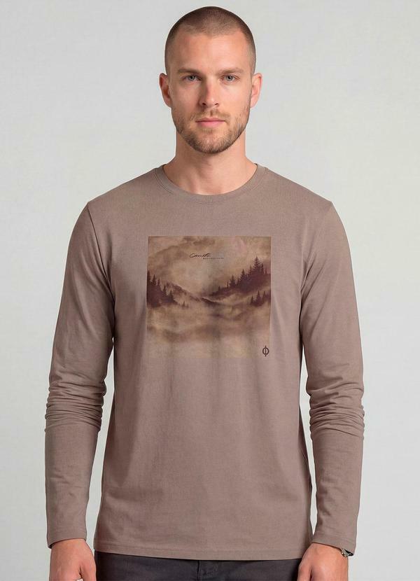 Diametro - Camiseta Manga Longa com Estampa Marrom