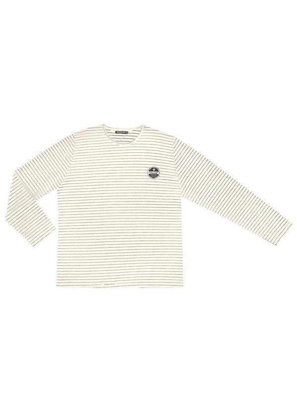 Diametro - Camiseta Manga Longa em Cotton Listrado Bege