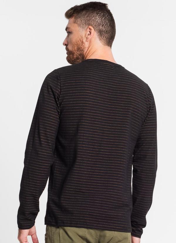 Diametro - Camiseta Manga Longa em Cotton Listrado Preto 2