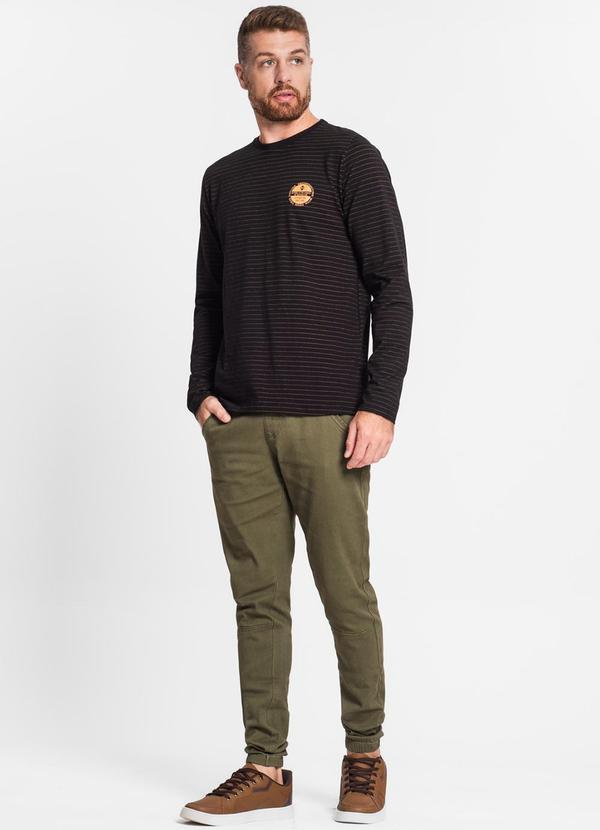 Diametro - Camiseta Manga Longa em Cotton Listrado Preto 3