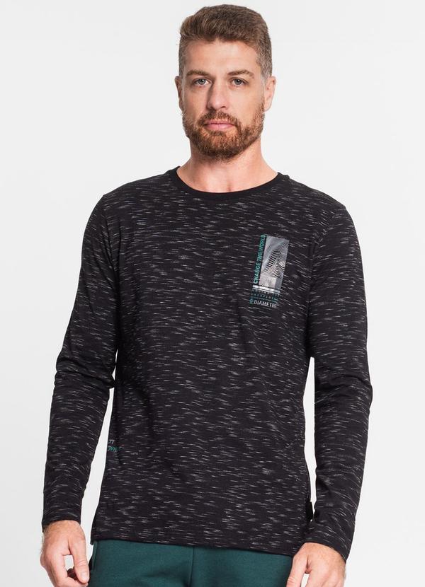 Diametro - Camiseta Manga Longa em Meia Malha Preto
