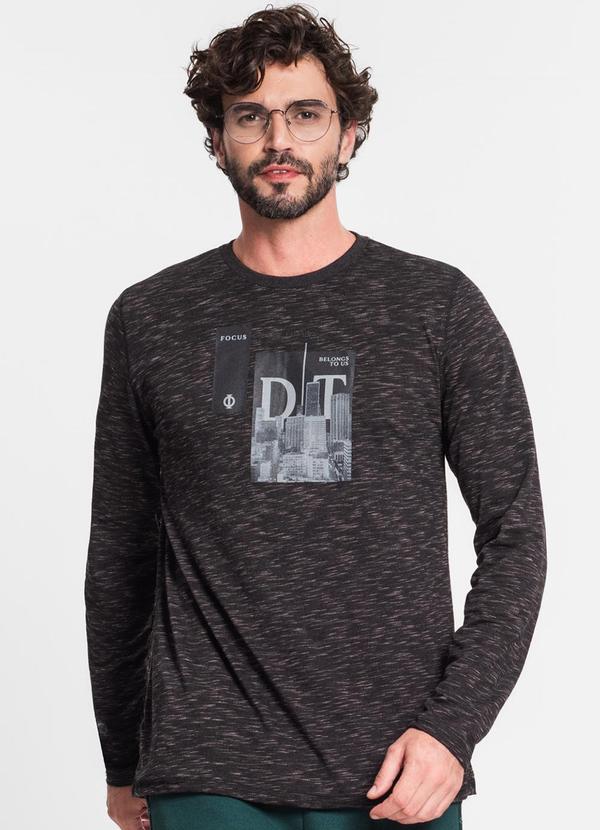 Diametro - Camiseta Manga Longa em Meia Malha Preto
