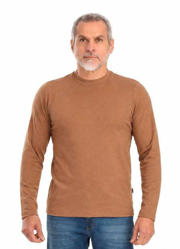 Biogás - Camiseta Manga Longa Fleece Mesclado Camurça
