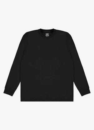 Diametro - Camiseta Manga Longa Meia Malha Básico Preto - DIAMETRO