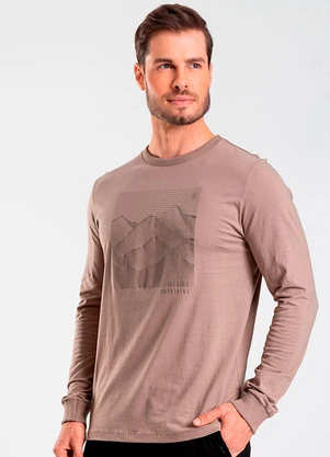 Diametro - Camiseta Manga Longa Meia Malha Marrom - DIAMETRO