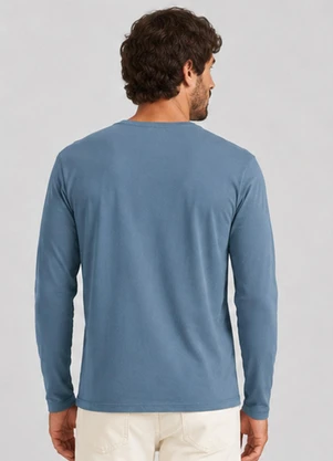 Select - Camiseta Manga Longa Meia Malha Masculina Azul - SELECT