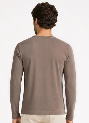 Select - Camiseta Manga Longa Meia Malha Masculina Marrom - SELECT