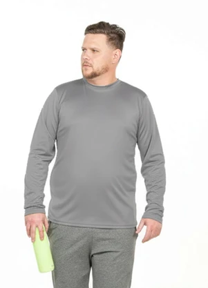 Decoy - Camiseta Manga Longa Plus Size Cinza - DECOY