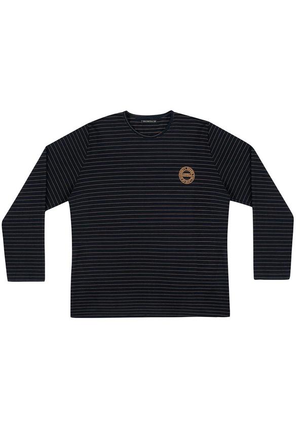 Diametro - Camiseta Manga Longa Plus Size em Cotton Preto