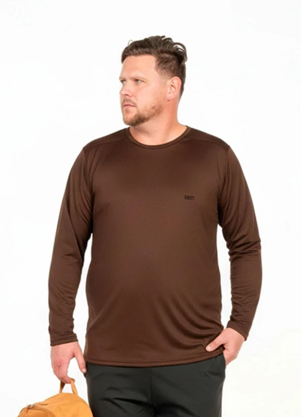 Decoy - Camiseta Manga Longa Plus Size Marrom