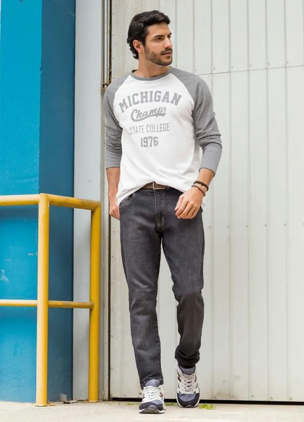 Moda Pop - Camiseta Manga Longa Raglan Branca e Mescla 3