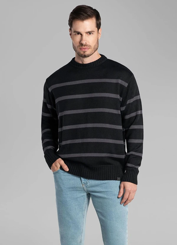 Aurus - Camiseta Manga Longa Tricot Preto