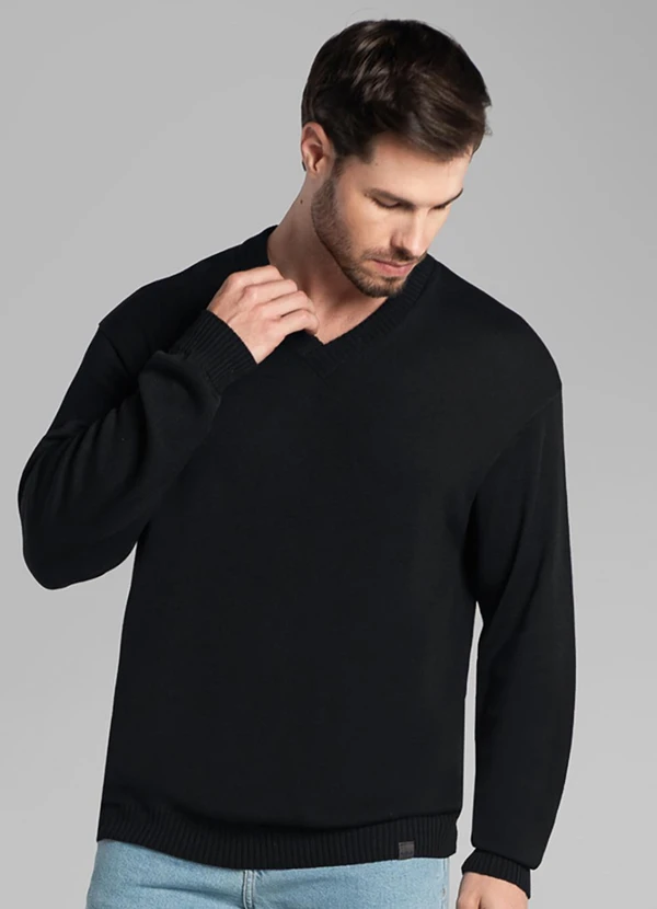 Aurus - Camiseta Manga Longa Tricot Preto