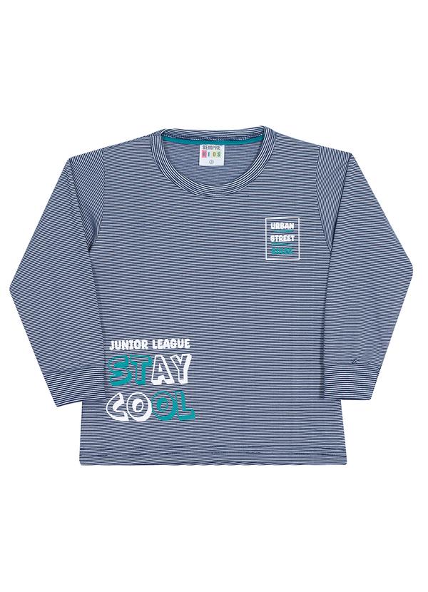Sempre Kids - Camiseta Masculina Listras Azul