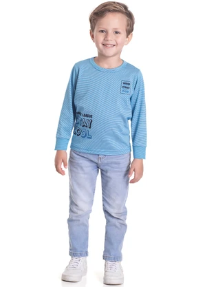 Outlet - Camiseta Masculina Listras Azul - OUTLET