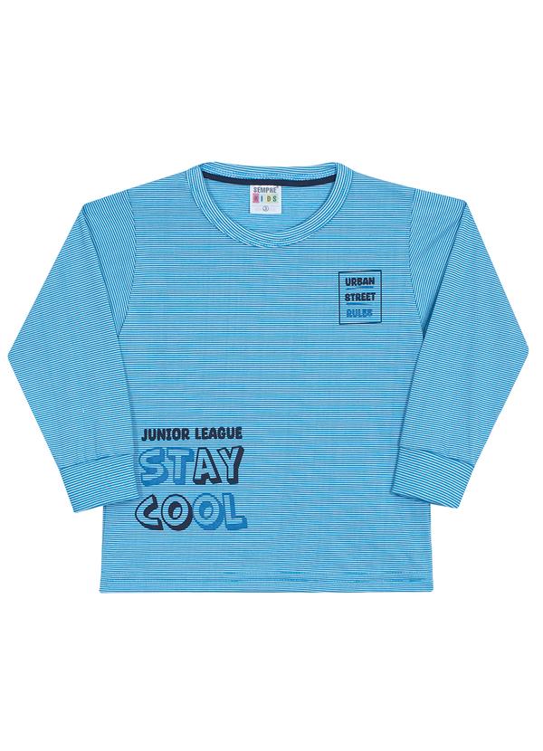 Sempre Kids - Camiseta Masculina Listras Azul 3