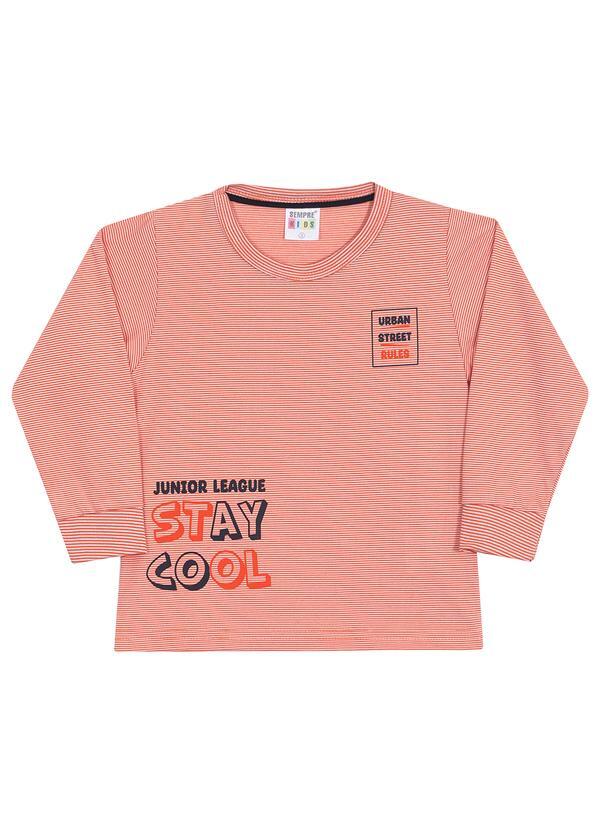 Sempre Kids - Camiseta Masculina Listras Laranja