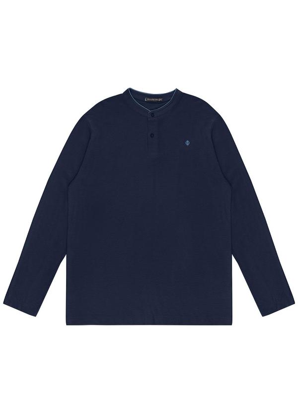 Diametro - Camiseta Masculina Plus Size Manga Longa Azul