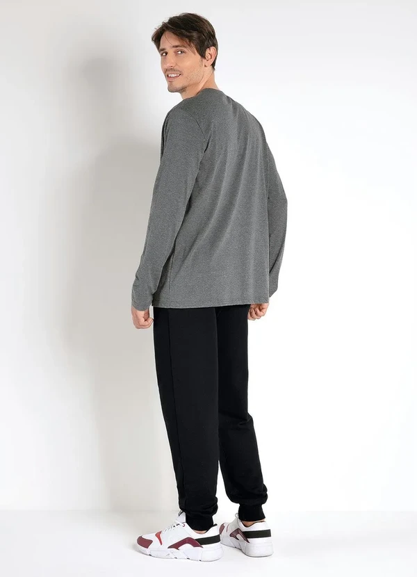 Basicamente - Camiseta Mescla Escuro Gola V Basicamente 4