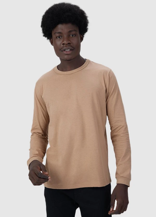 Malwee - Camiseta Regular em Malha Masculina Marrom