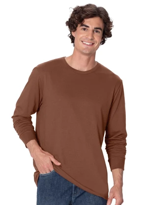 Malwee - Camiseta Regular Malha Marrom - MALWEE