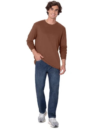 Malwee - Camiseta Regular Malha Marrom - MALWEE