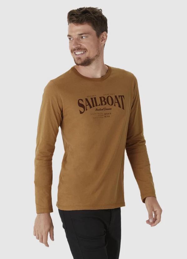 Malwee - Camiseta Tradicional Sailboat Marrom