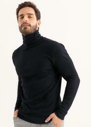 Camiseta Manga Longa Gola Rol Preta