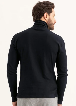 Moda Pop - Camiseta Manga Longa Gola Rolê Preta - MODA POP