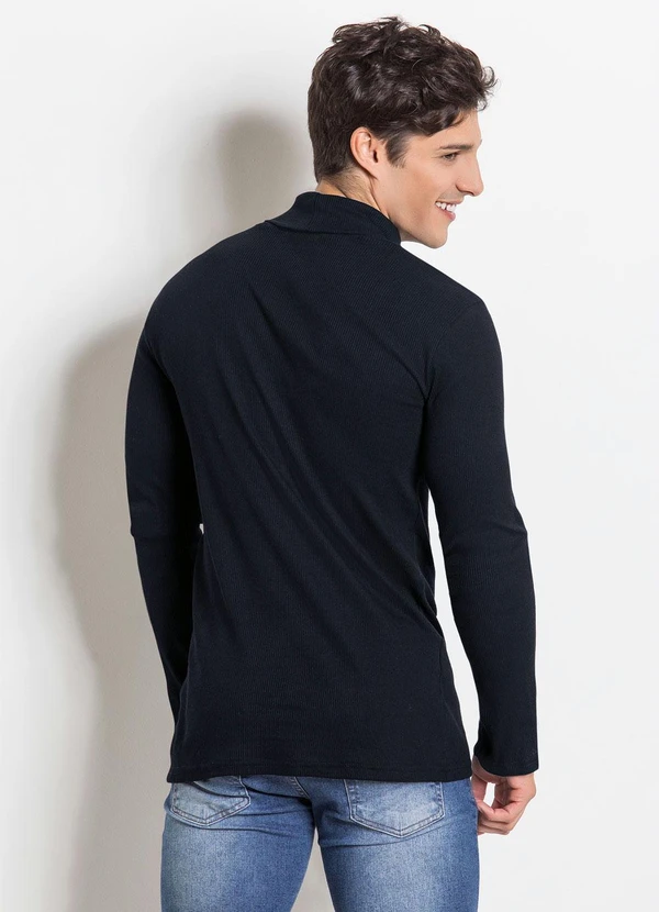 Moda Pop - Camiseta Manga Longa Gola Rolê Preta 6