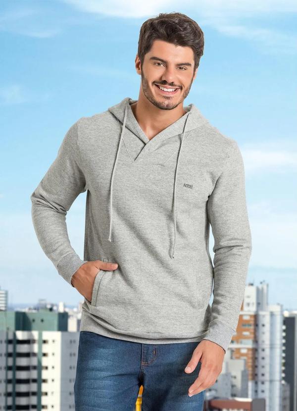 Outlet - Casaco Mescla com Capuz e Cordel