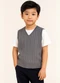 Doce Tom - Colete Infantil Tricot  com Decote V Bege - variação: Cinza