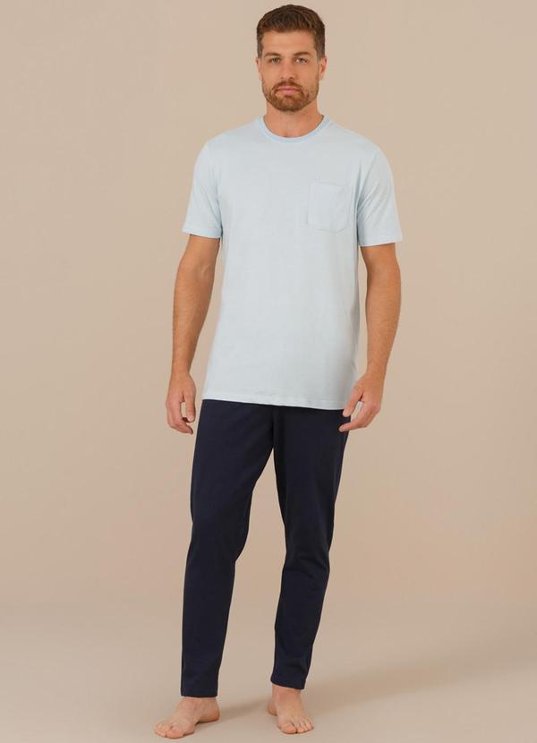 Seeder - Conjunto Pijama Meia Malha Mescla/Malhão Azul 1