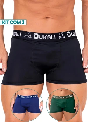 Dukali - Cueca Box Microfibra - Kit com 3 Multicores - DUKALI