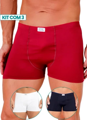 Dukali - Cueca Boxer Poliamida - Kit com 3 Multicores - DUKALI