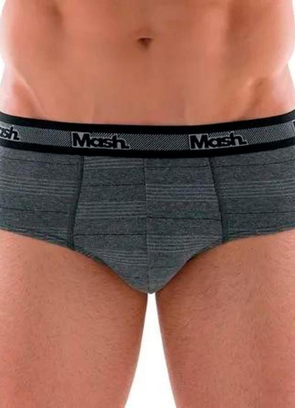 Rovitex - Cueca Masculina Slip Cotton Listrada Mash Cinza