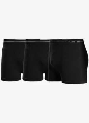 Diametro - Kit 3 Cuecas Boxer Lisa de Poliamida Preto - DIAMETRO