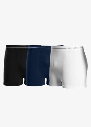 Diametro - Kit 3 Cuecas Boxer Lisa de Poliamida Unica - DIAMETRO