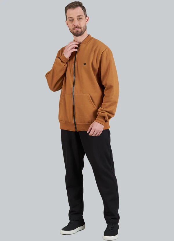 Soft Bonni - Jaqueta Adulto Masculino sem Capuz Marrom 2