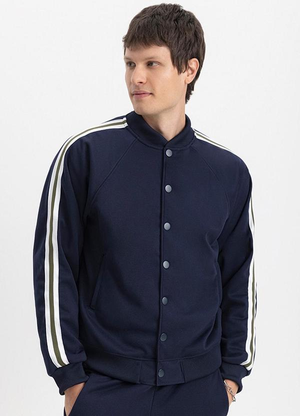 Essendi - Jaqueta Bomber Masculina em Moletom Azul