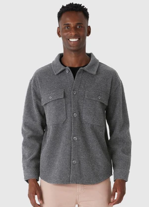 Malwee - Jaqueta Camisa em Lã Cinza Escuro - MALWEE