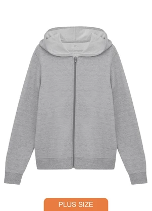 Basicamente - Jaqueta Capuz Plus Masculina Mescla Claro - BASICAMENTE